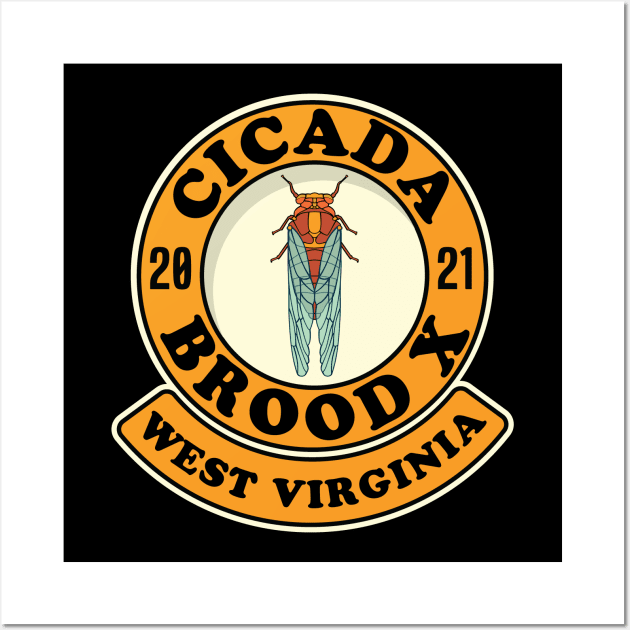 Cicada 2021 Brood X West Virginia WV Wall Art by Huhnerdieb Apparel